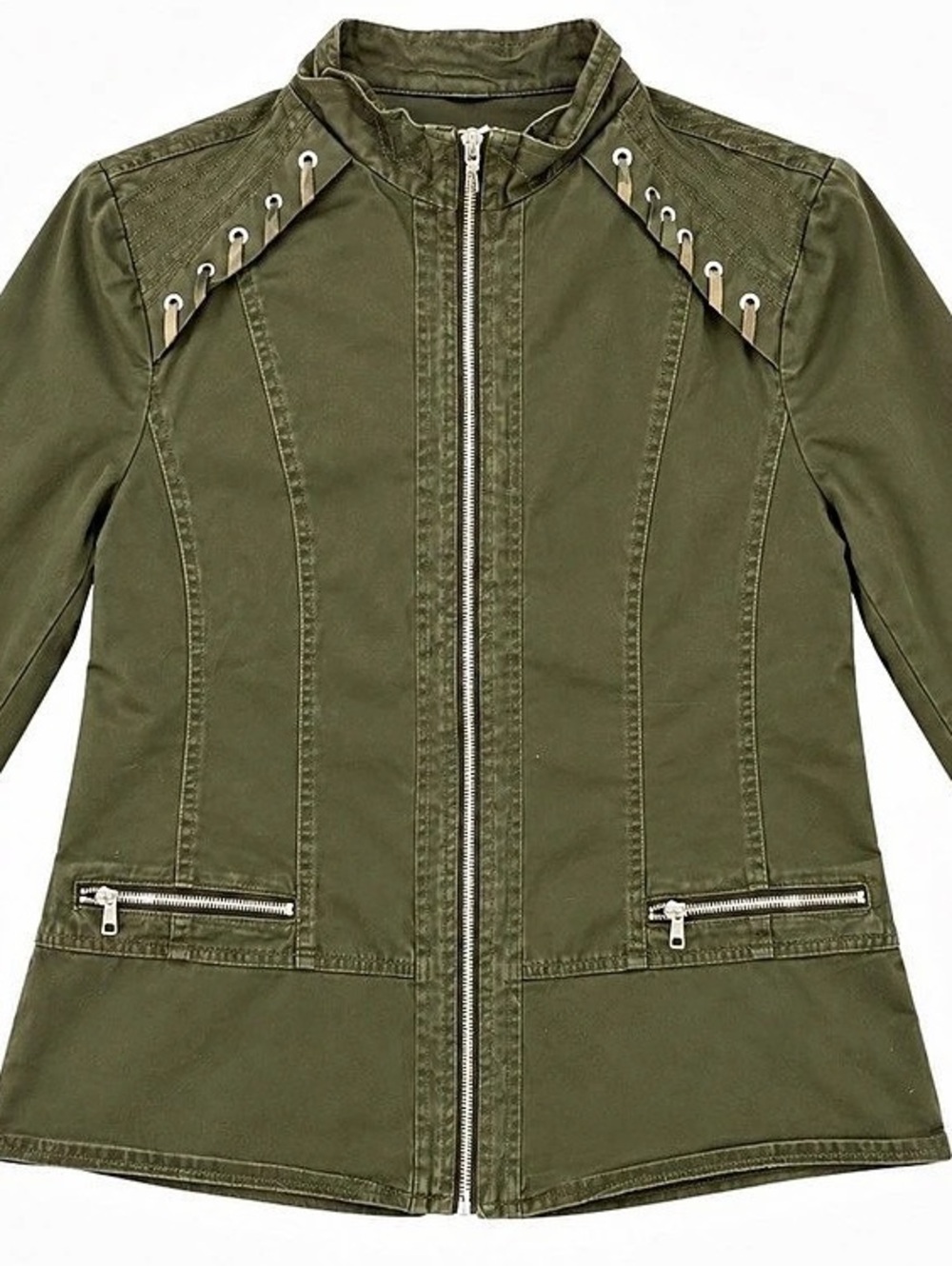Westport 1962 Olive Green Lace-Up Grommet Utility Zip Jacket L